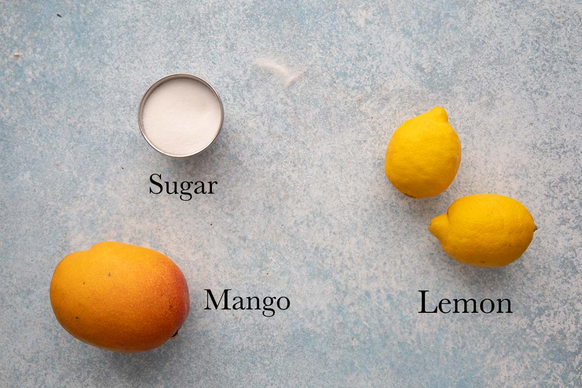 ingredients needed to make lemon drink with mango.