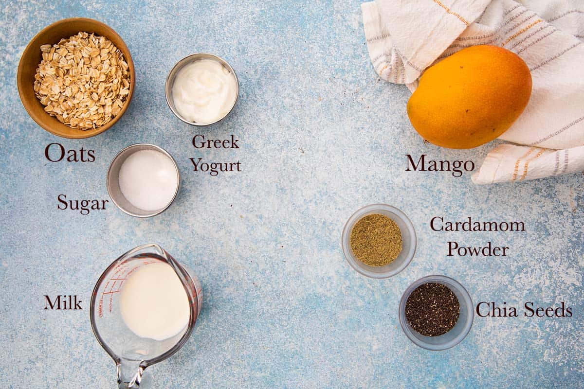 ingredients needed to make mango oats.