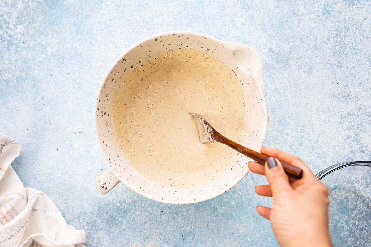 oatmeal pancake batter in a bowl.