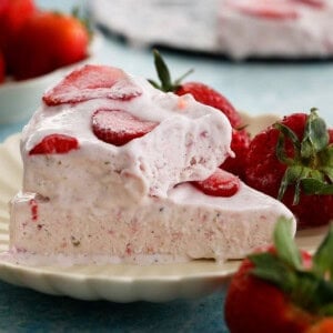 pink strawberry kulfi icecream on a white plate.