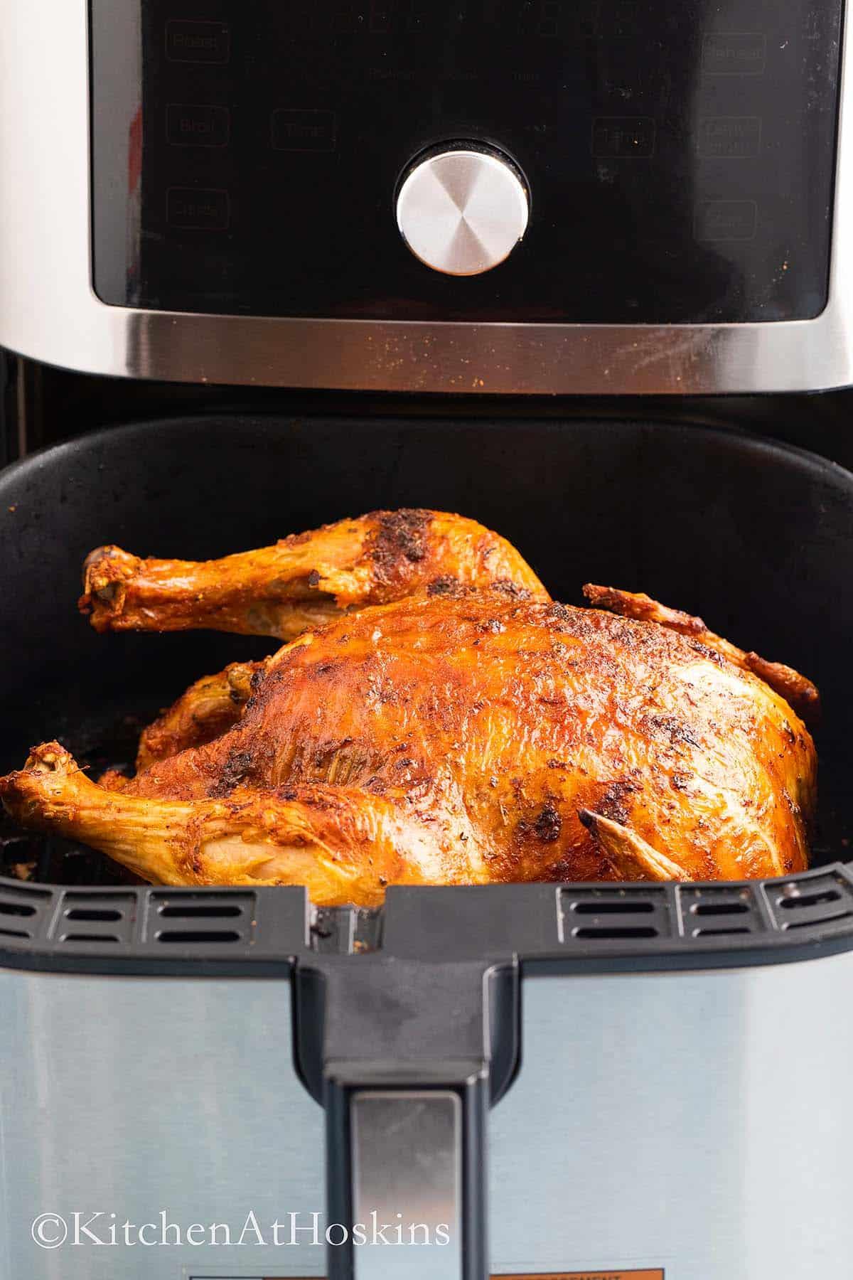 roasted chicken in an air fryer.