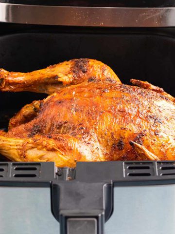 whole roasted chicken in an air fryer.