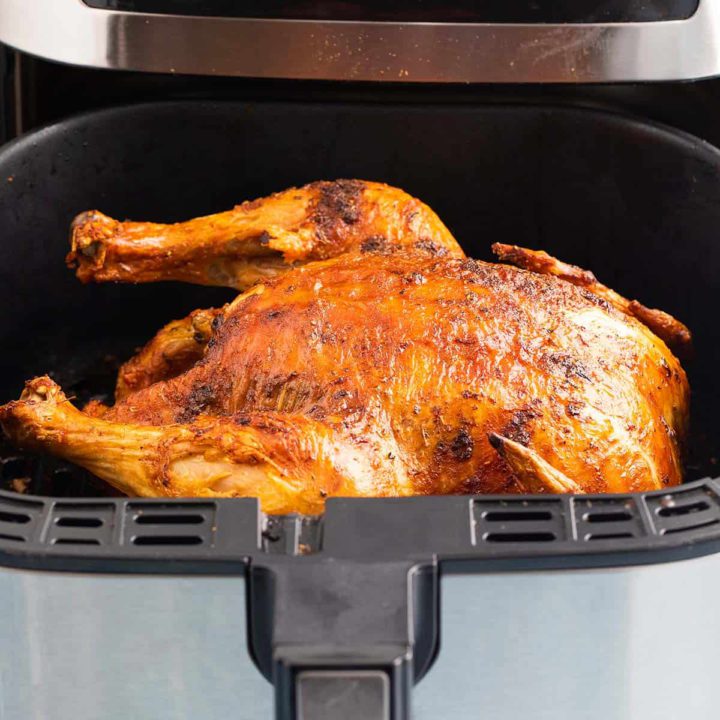 whole roasted chicken in an air fryer.