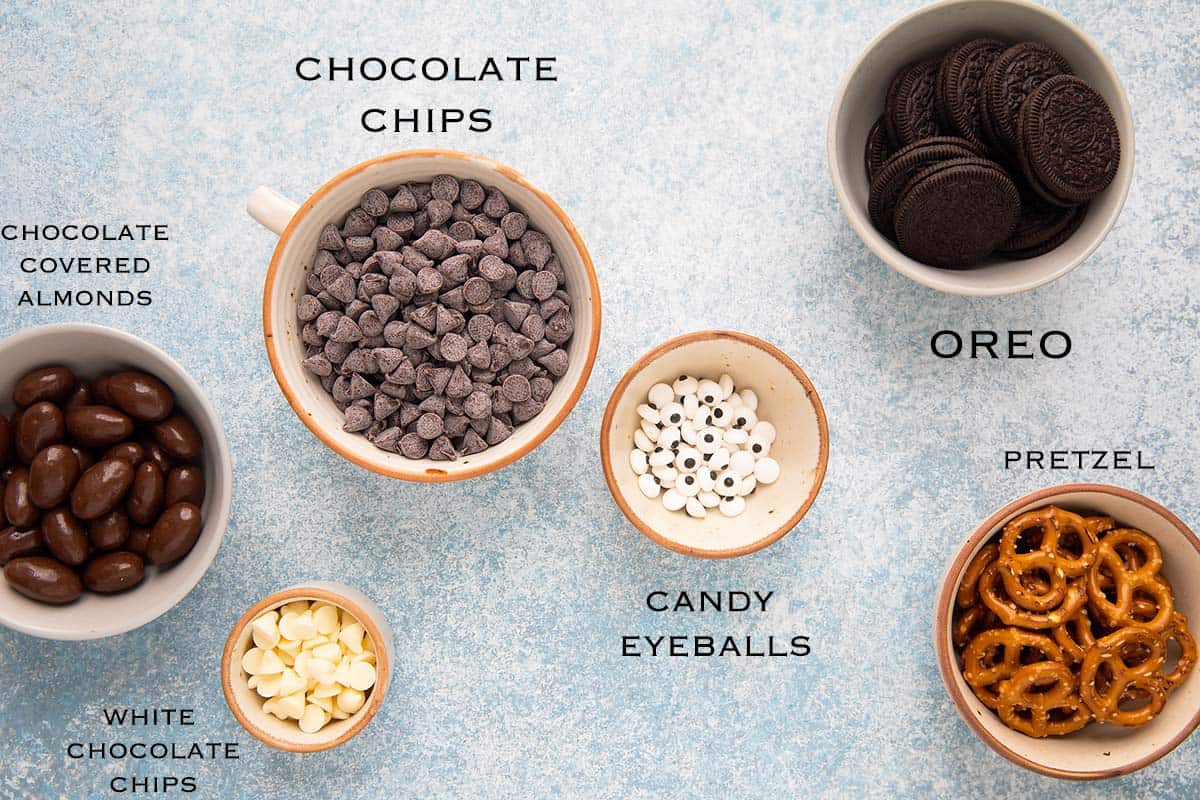 a photo of ingredients needed to make candy bark.