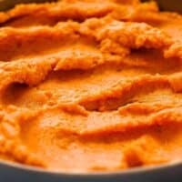mashed sweet potatoes in a bowl.