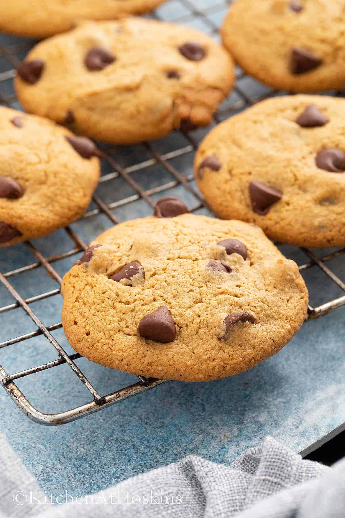 oat flour cookies placed on a wire rack.