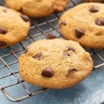 oat flour chocolate chip cookies on a wire rack.