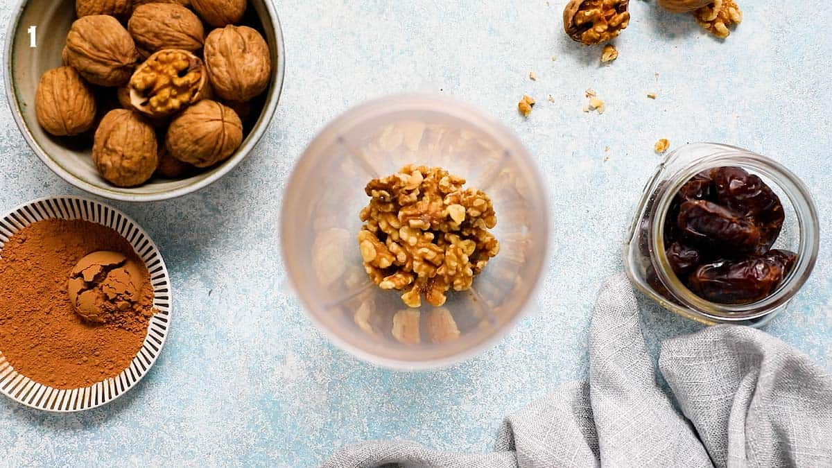 chopped walnut halves in a blnder.