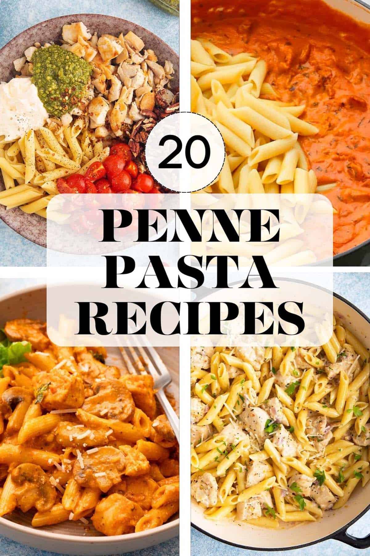 photo collage of 4 pasta recipes.