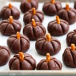 no bake Halloween pumpkins on a white board.