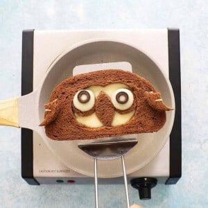 one brown cheese sandwich.