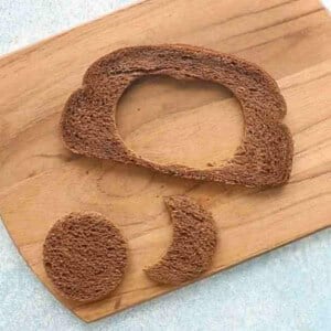 one slice of cut brown bread.