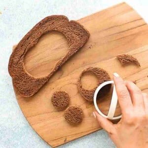 one slice of cut brown bread.