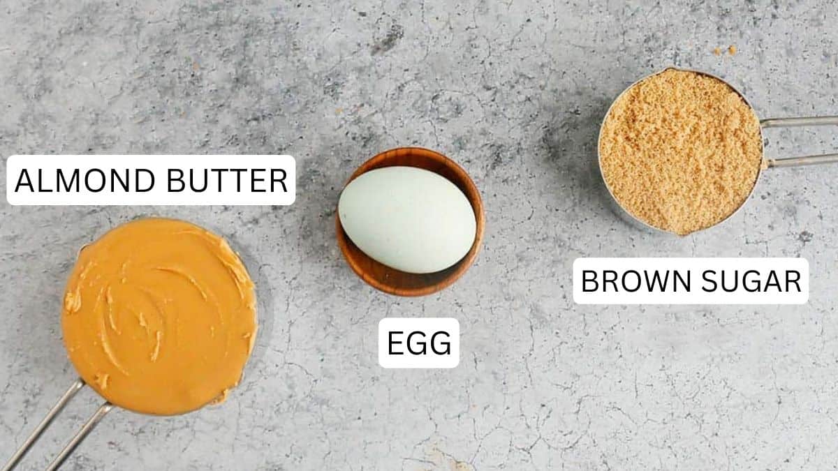 ingredients needed to make almond butter cookies.