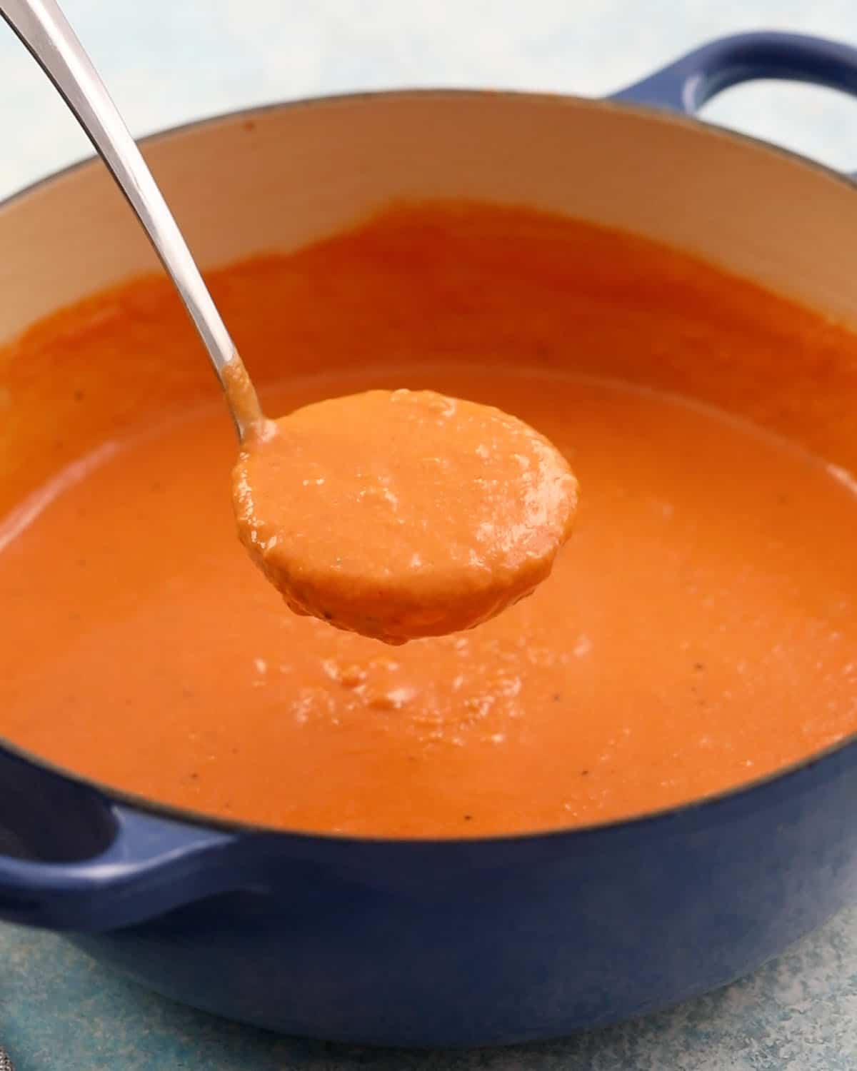 one ladle full chickpea soup.