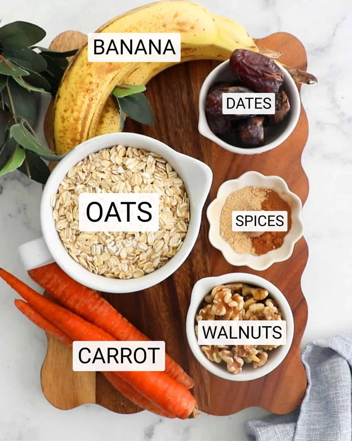 ingredients needed to make carrot oatmeal cookies.