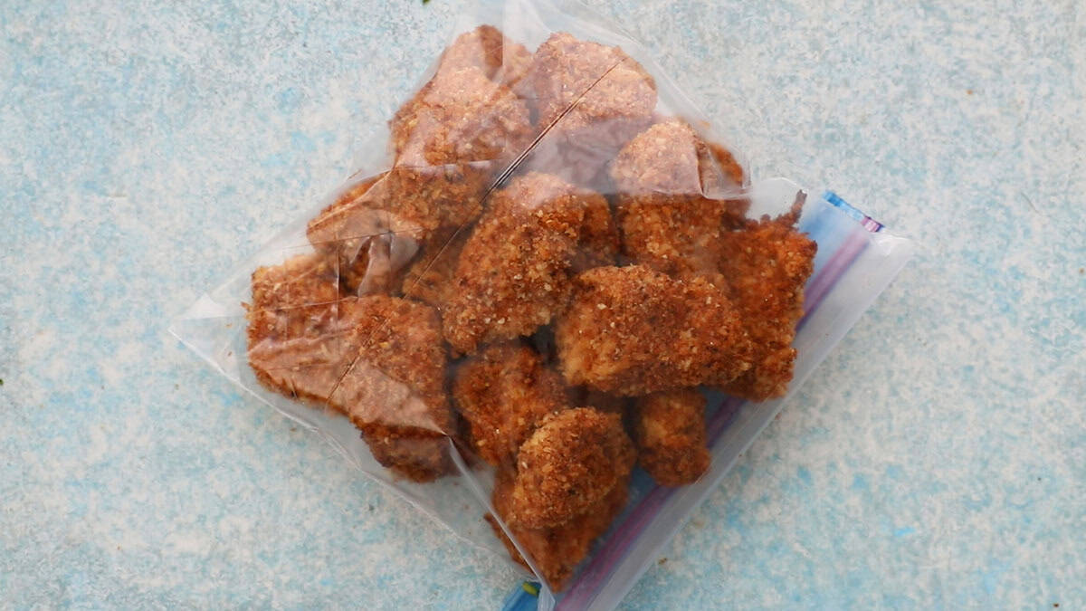 chicken nuggets in a ziplock bag.
