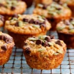 baked oatmeal cups on a wire rack.