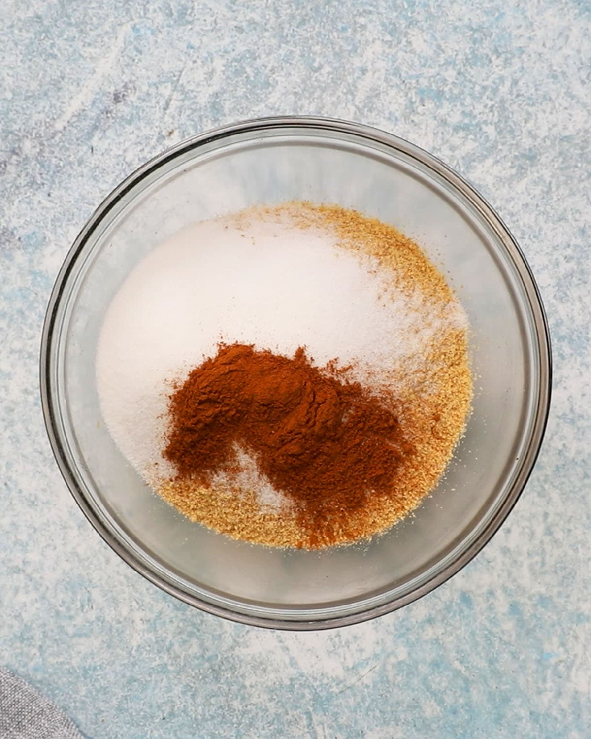 brown and white sugar in a glass bowl.