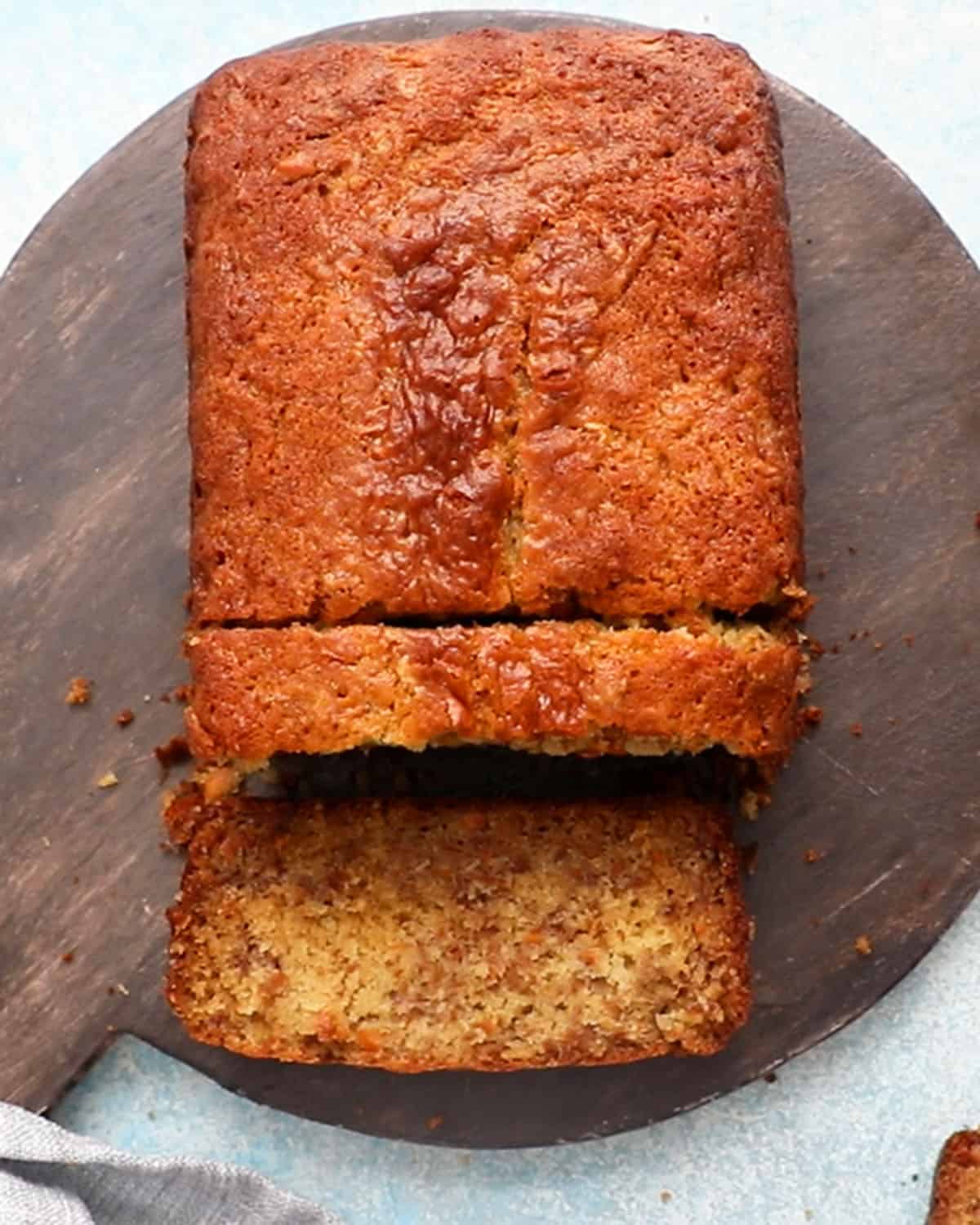 persimmon bread on a black board.