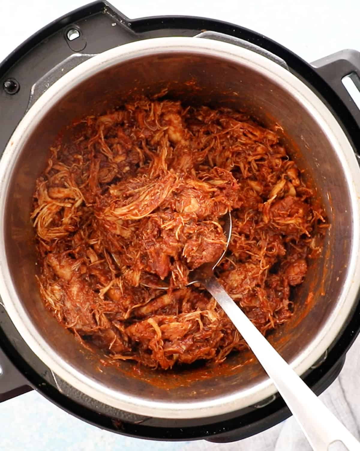 brown shredded chicken in an instant pot.