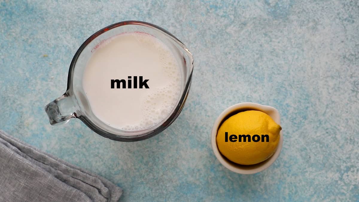 ingredients needed to make buttermilk at home.