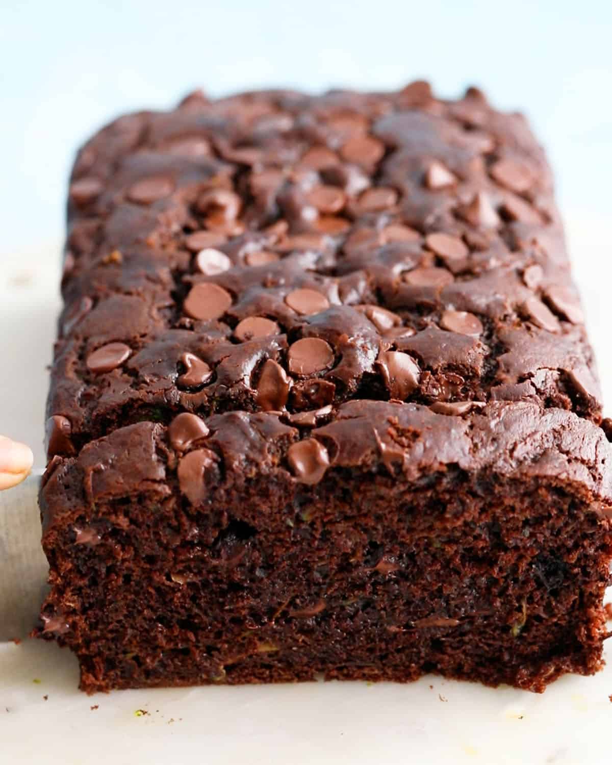sliced chocolate zucchini bread.