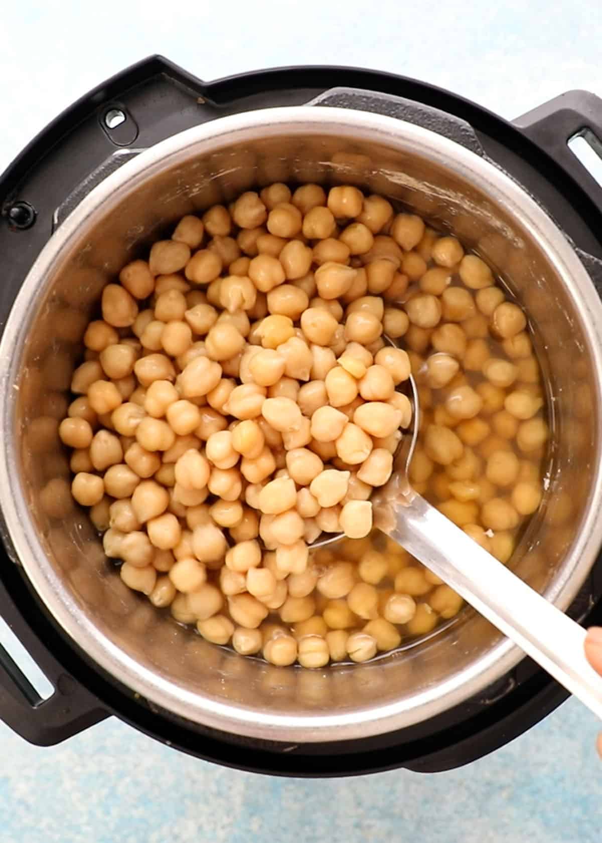 cooked chickpeas in an instant pot.