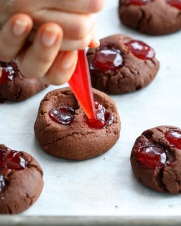 brown chocolate cookies on a white paper.
