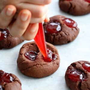 brown chocolate cookies on a white paper.