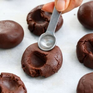 brown chocolate cookies on a white paper.