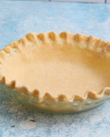 shaped pie crust in a pie dish.