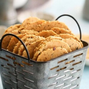 almond flour crackers in a metal pan.